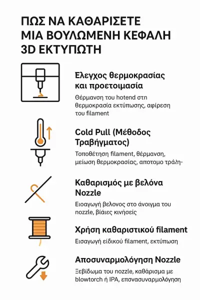 Καθαρίσετε Μια Βουλωμένη Κεφαλή 3D Εκτυπωτή 